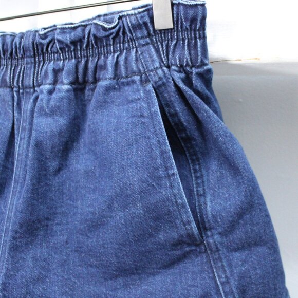 Apiece Apart Blue Dark Wash Denim Elastic Waist Mini Shorts Size 2 / Small - Picture 4 of 5